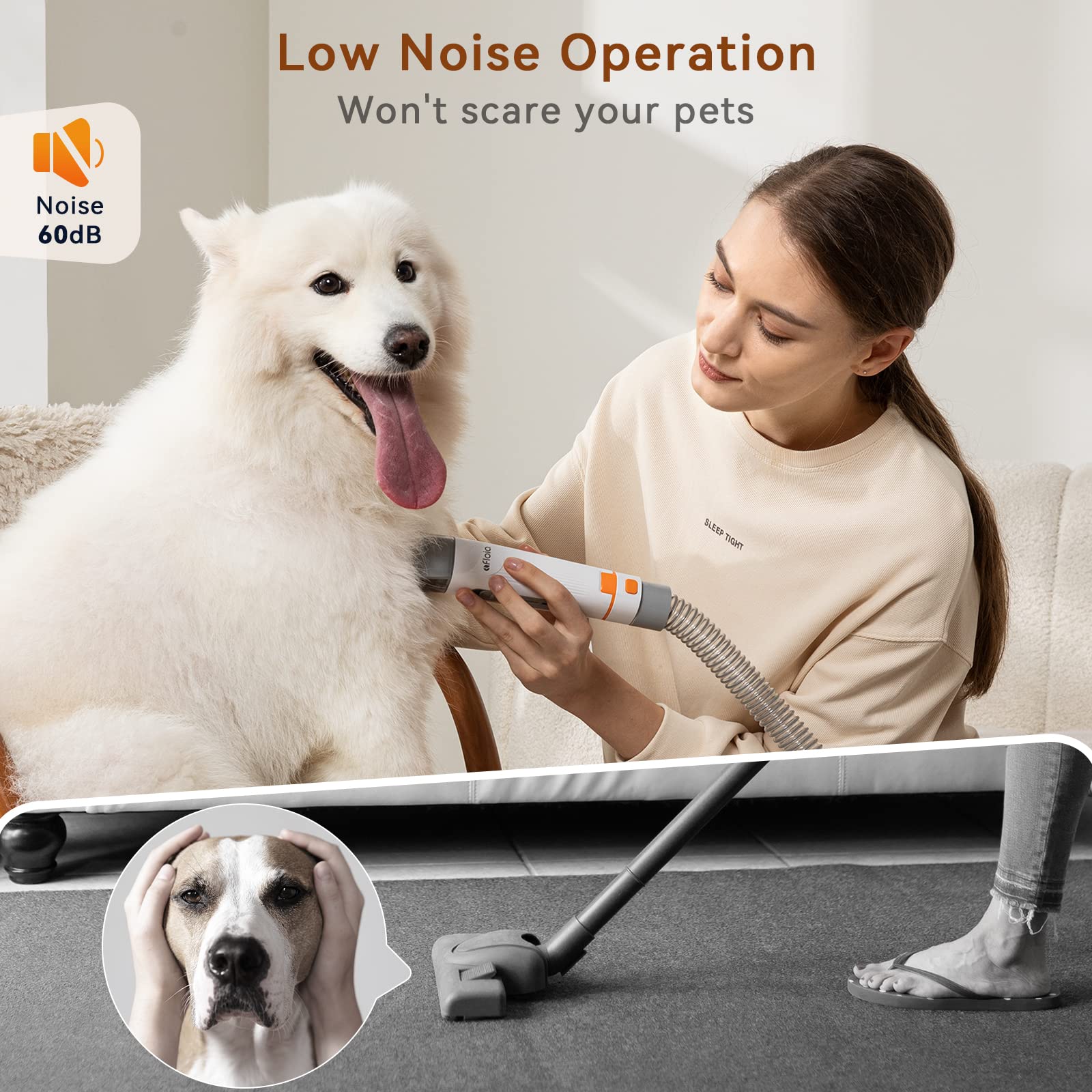 Afloia Hundeschermaschine mit Staubsauger, Profi Haustierpflegeset, leise Schermaschine Hund Katze Tierhaarschneidemaschine, Professioneller Hundehaarschneidemaschine mit 7 Pflegewerkzeugen, 1.5L