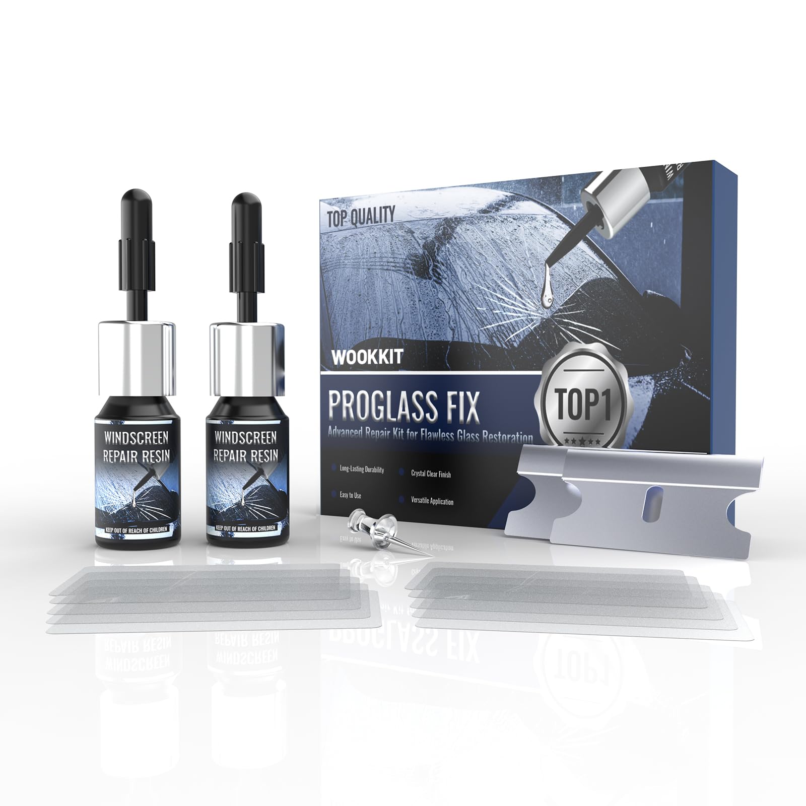 Windshield Chip Repair Kit, 2026 Upgrade Resin Windshield Crack Repair Kit, 2 Bottles DIY Quick Car Glass Repair Liquid Kit for Chips & Cracks, Long-Lasting Adhesive Solution