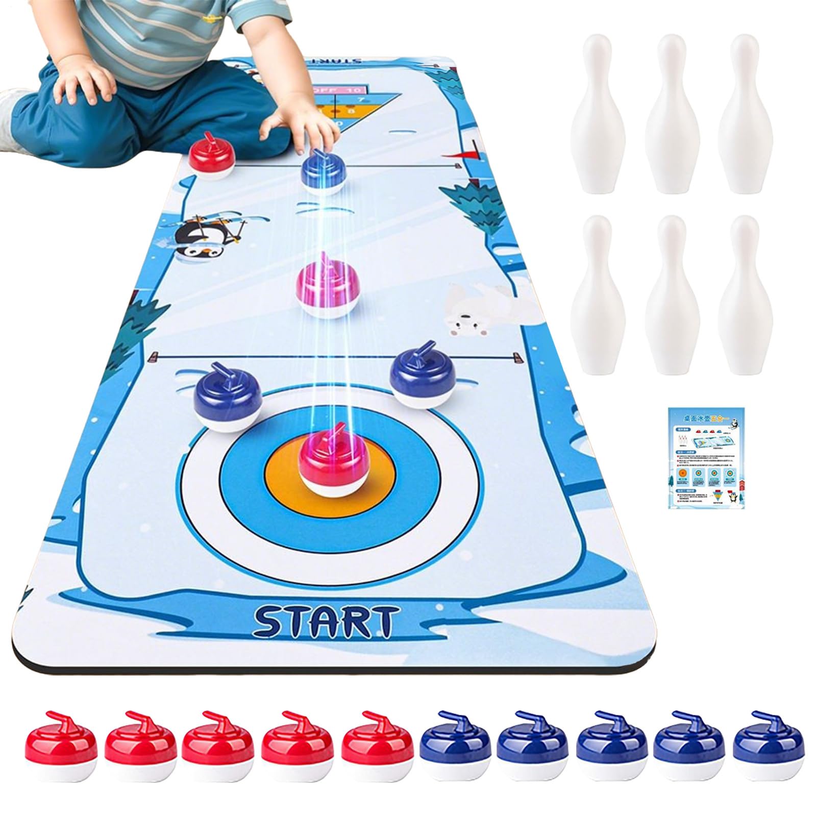 Curling Da Tavolo Divertente e Educativo Ripiegabile e Competitivo Regalo | Da Tavolo Per Riunioni Familiari Per Famiglie Bambini Ragazzi Adulti Appassionati Di Sport