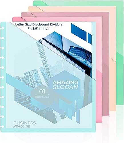 Paquete de 5 divisores de disco tamaño carta, planificador de disco de 9.3 x 11 pulgadas, divisores de cuaderno con bolsillos, 11 discos