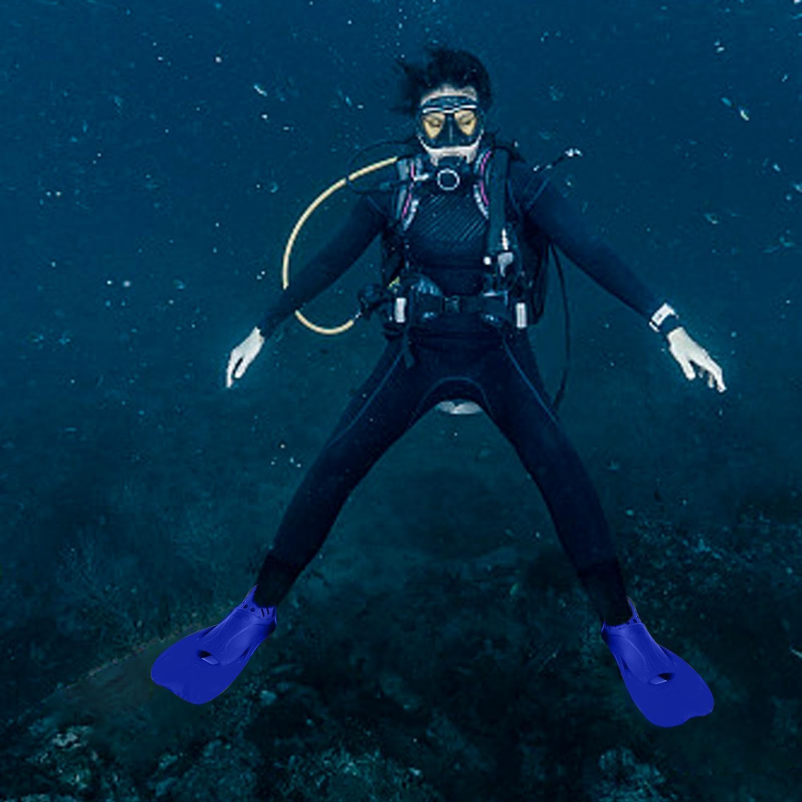 Aletas De Natación de Silicona Aletas cortas - Entrenamiento Snorkel Para Adultos | Aletas De Buceo Con Pie Completo Y Hoja Flexible, Aumento De Velocidad, Uso En Natación | Aletas De Natación Para