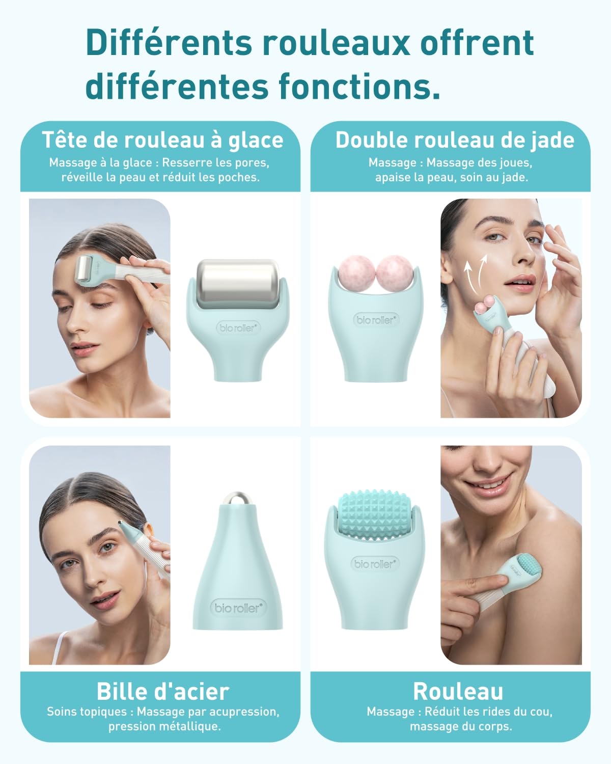 Derma Roller 0.5 mm, Kit Microneedling 10 in 1 pour le soin/massage/nettoyage de la peau, rouleau à barbe 720 aiguilles en titane, Pour les rides, les pores dilatés, les rides et les cicatrices G10