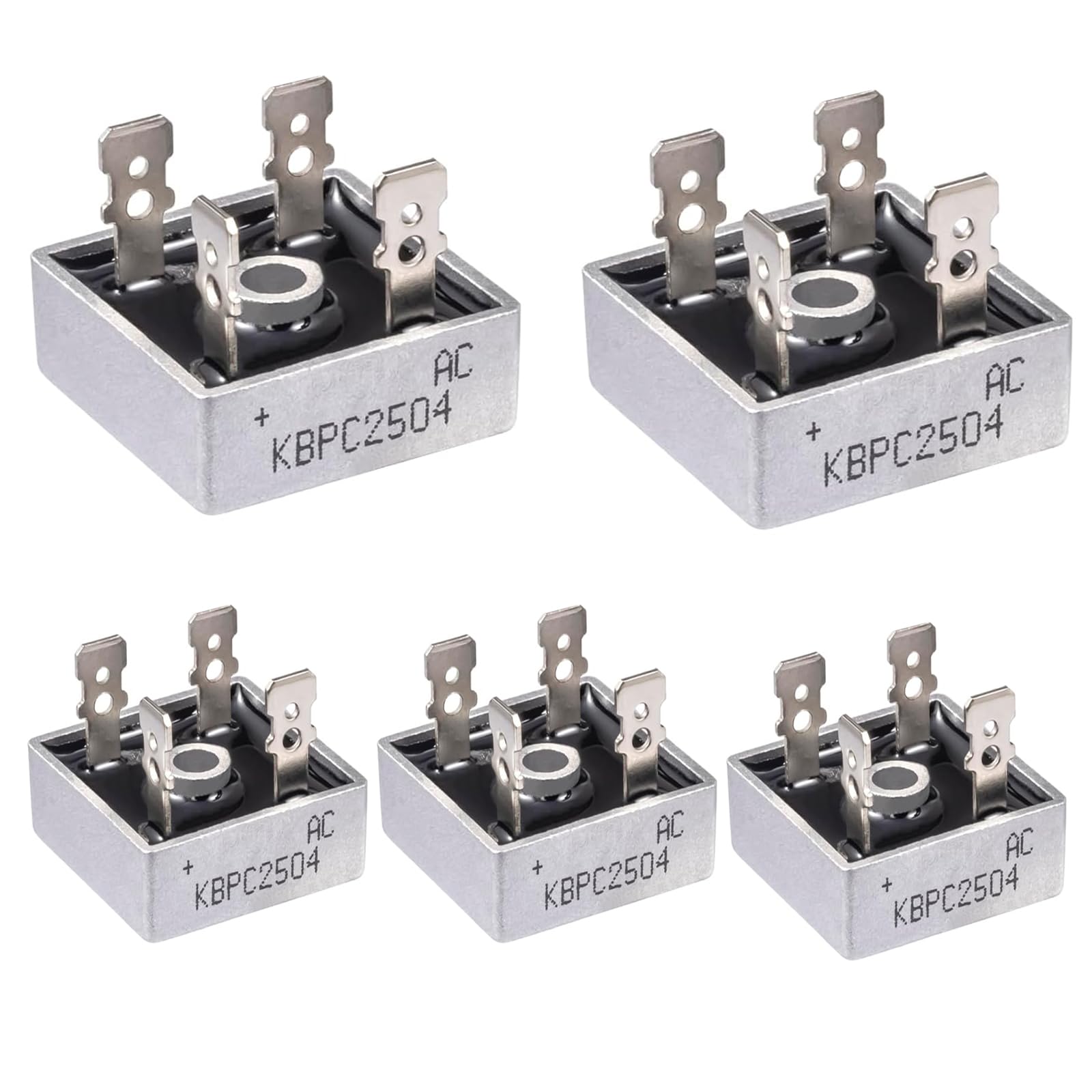 5 pezzi KBPC2504 raddrizzatore a ponte Diodo 25A 400V Diodo raddrizzatore a ponte KBPC 2504 Diodo raddrizzatore a ponte Diodi monofase a onda intera 25Ampere 400Volt 4 Pin foro passante
