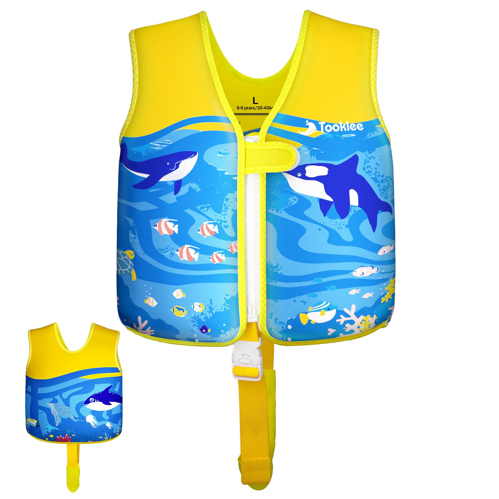 Chaleco de Natación para Niños 2-9 Años, Flotador Ajustable 8 Paneles, Neopreno Premium Seguro