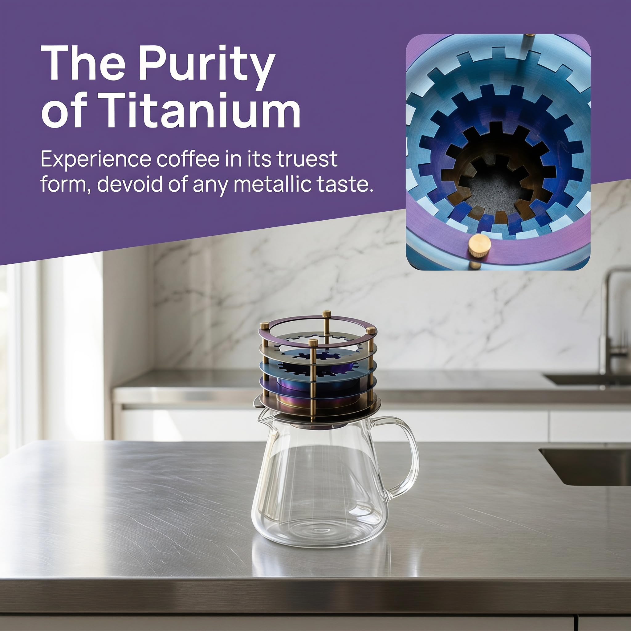 Kaffeefilter Für Pour-Over, Titan-v60-kaffeefilter, Tragbarer, Wiederverwendbarer Kegel, Abnehmbare Konstruktion, 2-tassen-fassungsvermögen, Ideal Für Reisen, Camping Und Als Geschenk