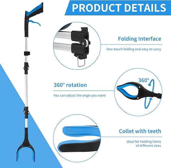 Litter Picker Grabber Tool,36 Inch Foldable Reacher Stick | 36 Inch Long Reach Design,Picks Up Litter and Items Without Bending or Stretching