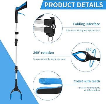 Litter Picker Grabber Tool,36 Inch Foldable Reacher Stick | 36 Inch Long Reach Design,Picks Up Litter and Items Without Bending or Stretching