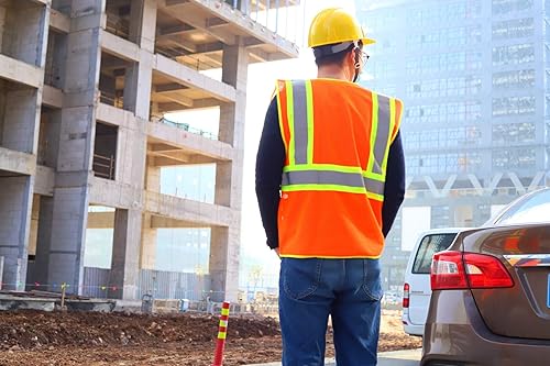 Miniatura 5 de SULWZM Chaleco de seguridad reflectante de alta visibilidad con cierre y bolsillos OY