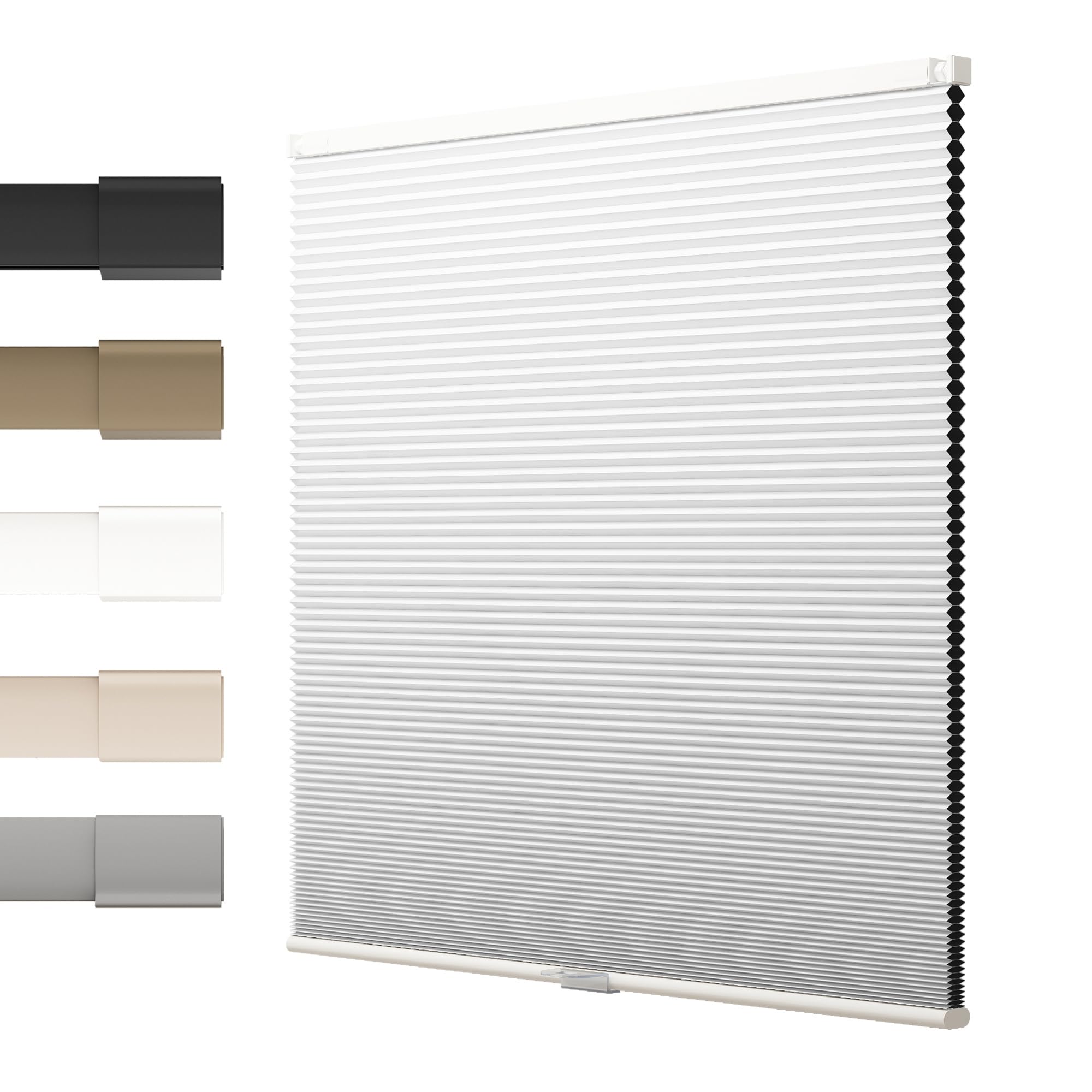 No Drill No Tools Cellular Shades, Blackout Cordless Honeycomb Blinds for Indoor Windows, Pull Down Accordion Shades with Thermal Insulated Noise