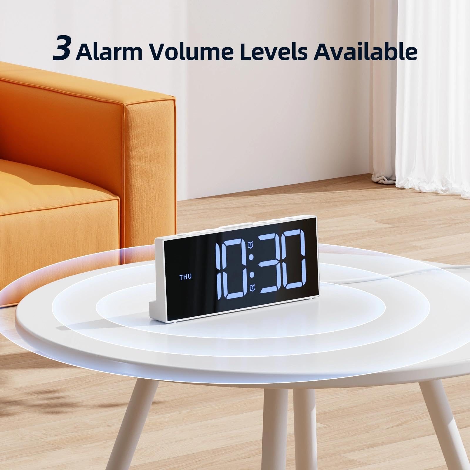 LATEC Despertador, Despertador Digital 7" Pantalla Grande con Dual Alarma, 5 Niveles Brillo, Cargador USB para Hogar/Oficina