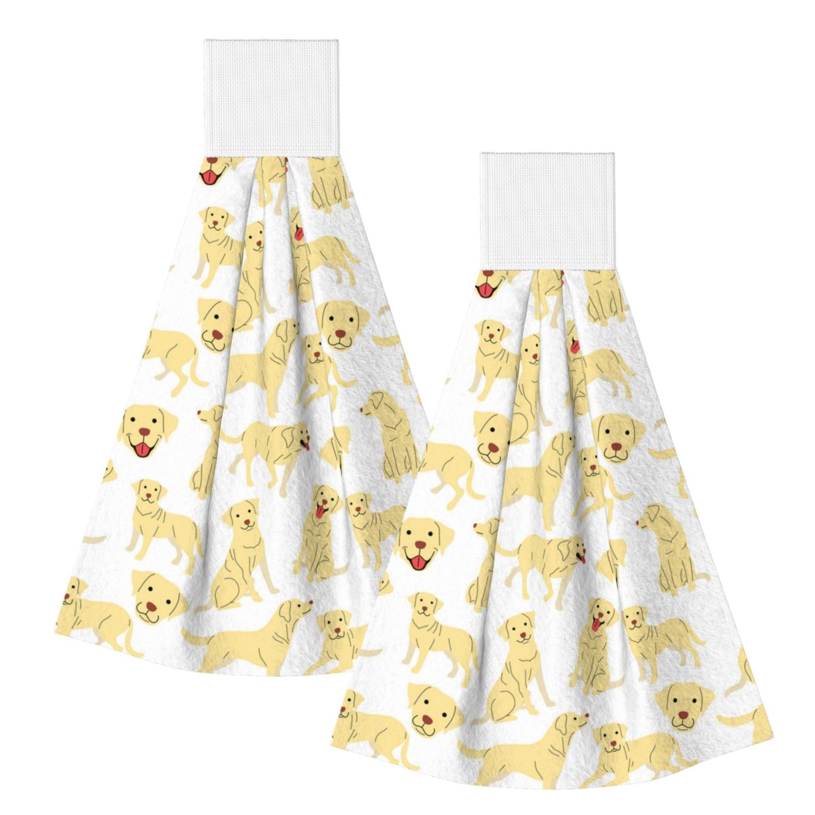 DOPKLNA Labrador Retriever, 2 Pcs Hanging Coral Fiber Hand Towels for Bathroom, Absorbent Kitchen Towels