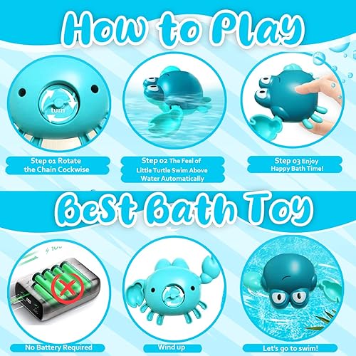 Miniatura 2 de Juguetes de baño para niños pequeños de 1 a 3 años juguete de bañera de piscina para bebés, juego de agua para 6-12, 12-18 meses, bañera para niños,