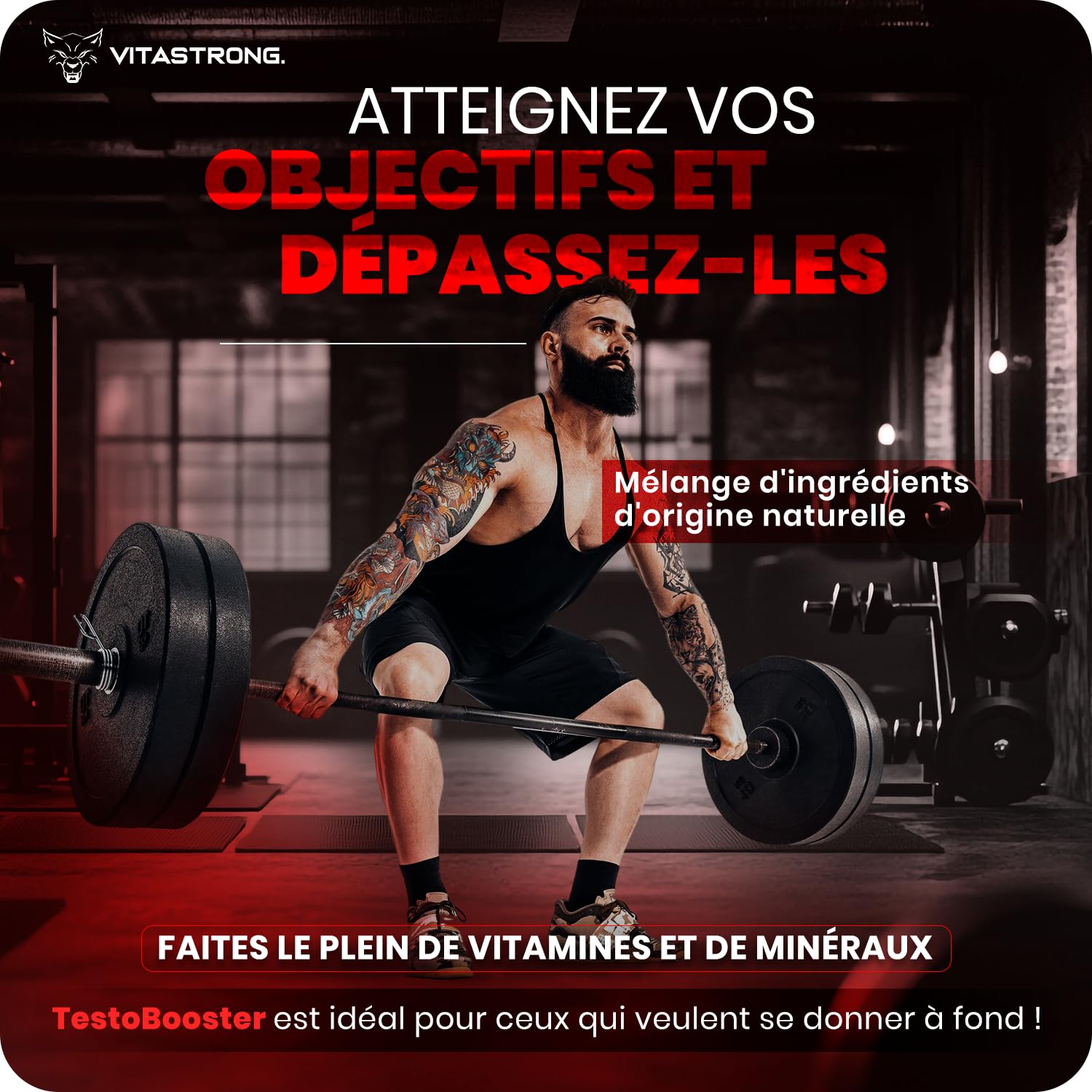 Vitastrong - Booster de testostérone, 100% naturel et sûr Comprimé, fabriqué en Italie, haute qualité, pour augmentation extrême des niveaux de testostérone et de la masse musculaire