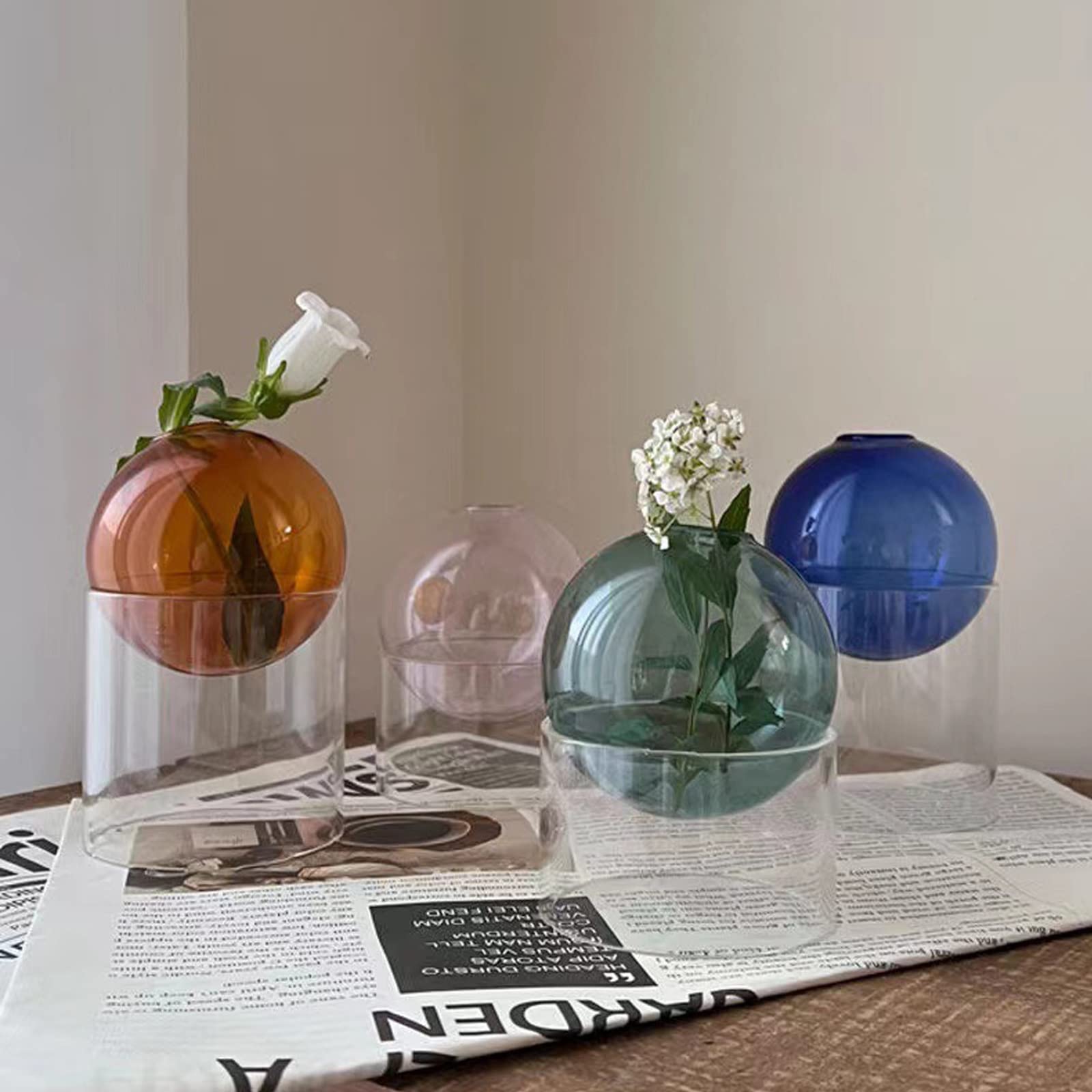 Amazon｜水耕栽培の花器 斜めカット色ガラス花瓶 透明な植物ガラス鉢