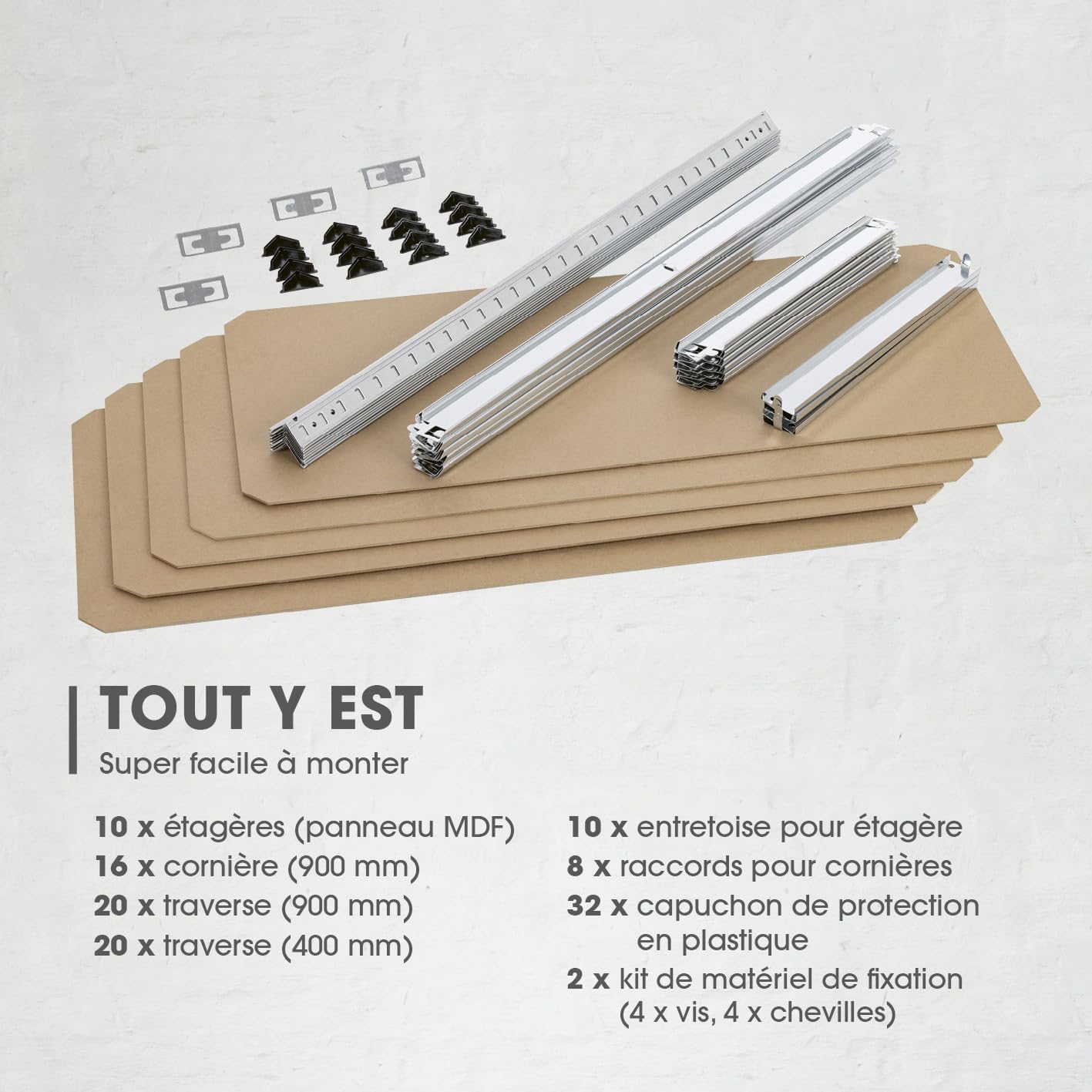 EASYmaxx Etagère pour Charges Lourdes, Set de 2, 180x90x40cm | 1750kg de Charge, 175kg par Niveau | Etagère & établi | Etagère de Stockage, étagère de Cave | 10 étagères réglables pour Plus d'espace