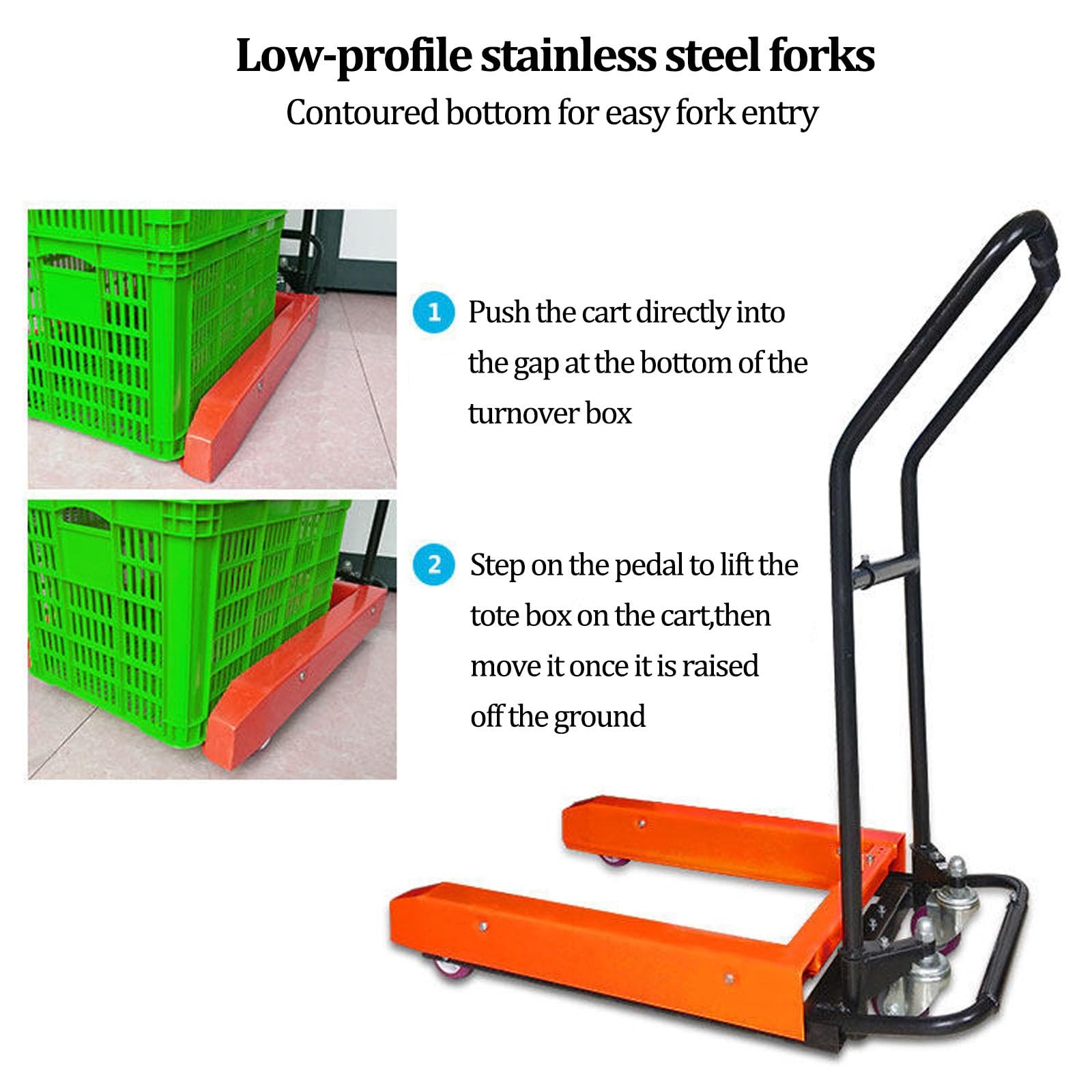 Pallet Jack per impieghi industriali, capacità 200-550 libbre, larghezza regolabile, transpallet manuale per la movimentazione dei materiali del magazzino e del supermercato