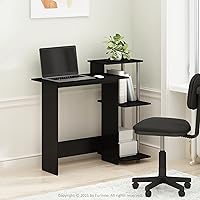 Vista 8 de Furinno - Escritorio compacto para computadora con estantes, Tablero de partículas, Marrón oscuro