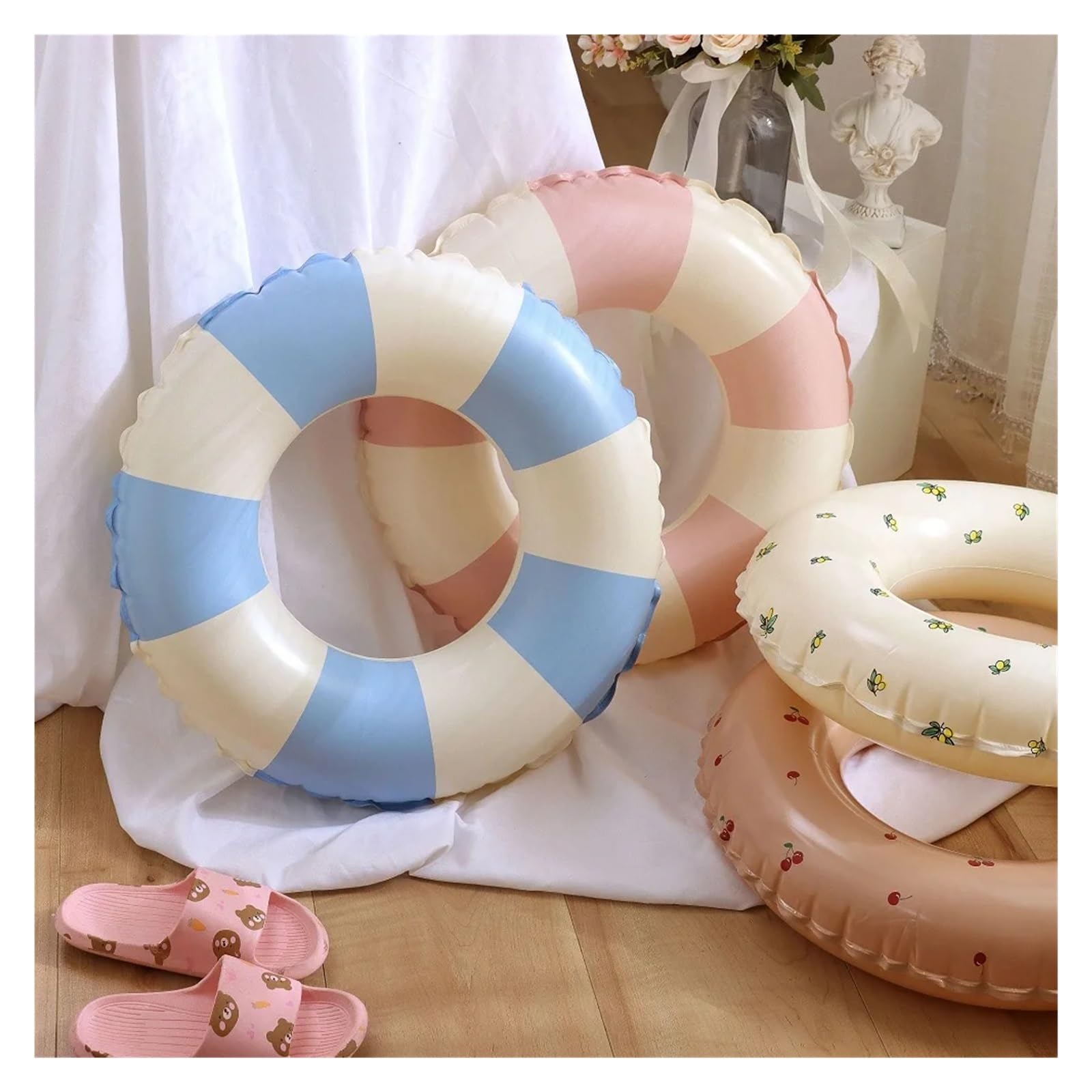 Jeux Gonflable Piscine Bouée de Natation Gonflable en Forme de Donut, bouée de Natation, bouée de Natation, Jeu Aquatique(White)