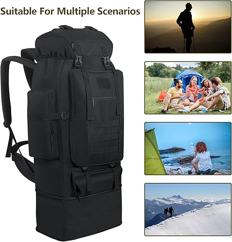 Miniatura 6 de Mochila táctica militar de 80L, 100 litros, acampada, senderismo, mochila táctica militar, resistente al agua, mochila de viaje grande al aire libre