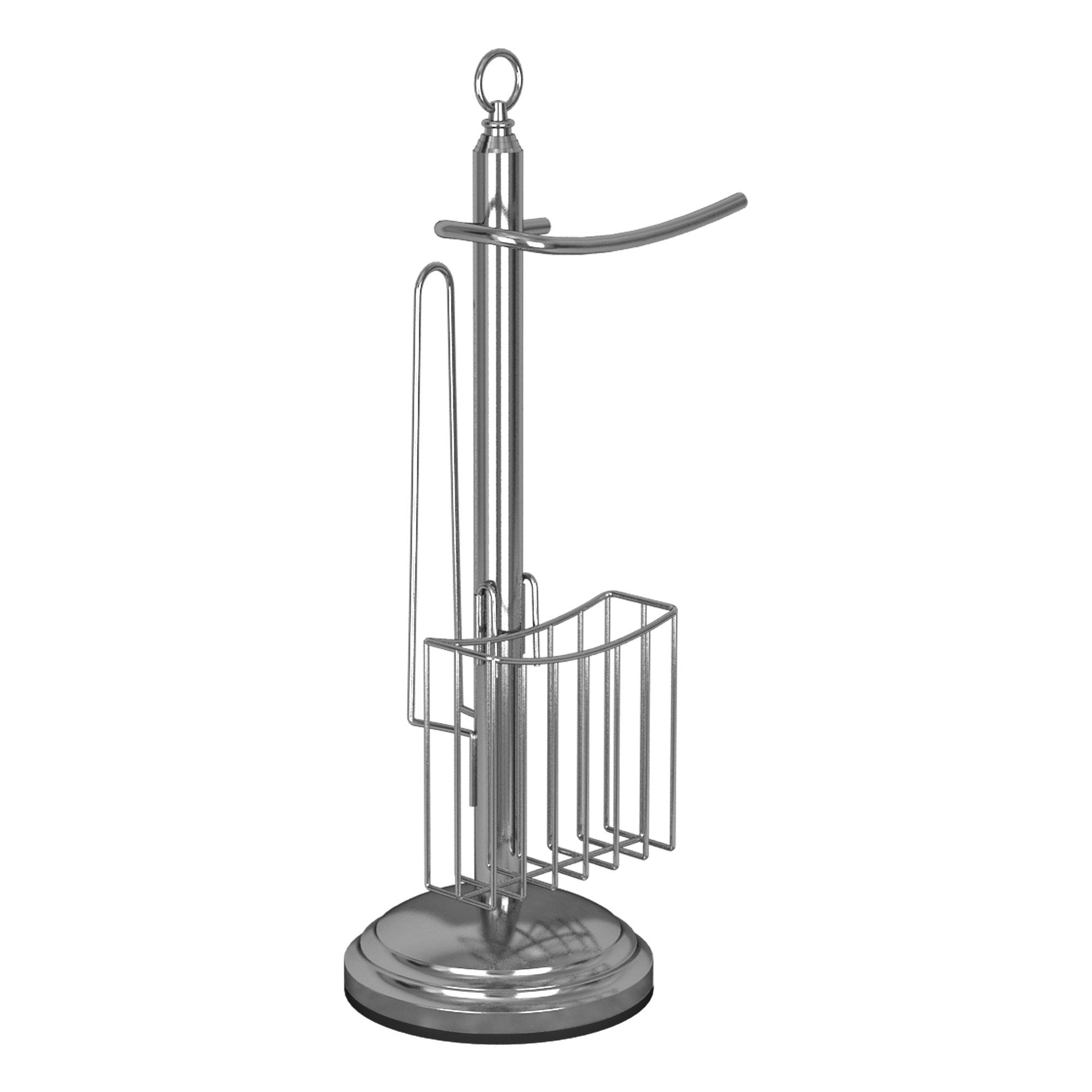 nu steel TGC15H Free Holder Stand Newspaper and Magazine Rack for Bathroom, Toilet Tissue Paper Roll Storage, Chrome Finish