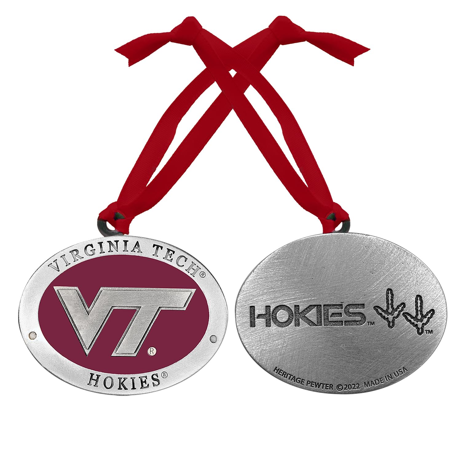Virginia Tech Ornament Non-Dated | Hand-Sculpted Christmas Tree Ornament | Intricately Crafted Metal Pewter Alma Mater Inlay