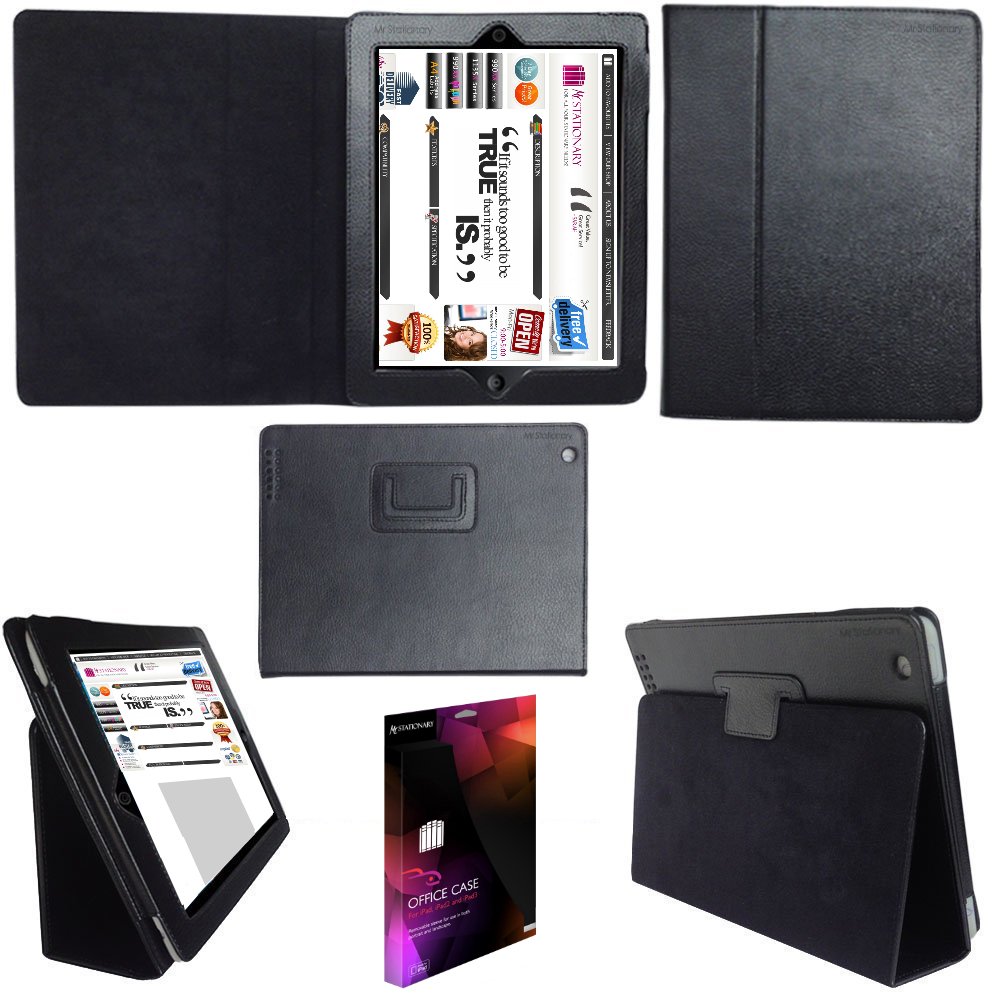 Mr StationaryApple iPad 2, iPad 3 & iPad 4 Premium Folio Leather Case/Cover With MAGNETIC Auto-Sleep Wake & Flip Stand For Apple iPad 2nd, 3rd & 4th Generation - BLACK Range