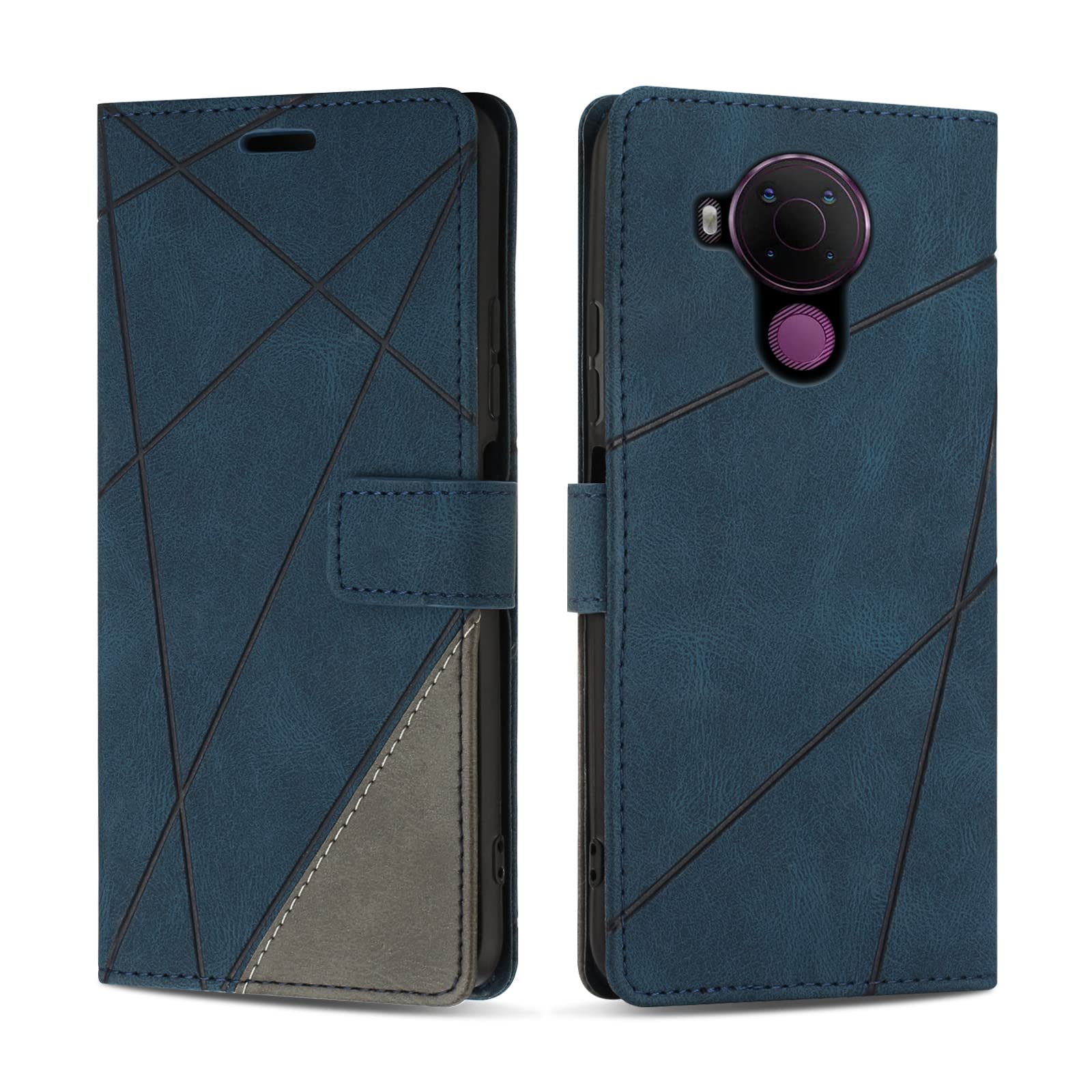 Nokia 5.4 Protective PU Leather Wallet Case Cover for Nokia 5.4, Card Slots, Blue