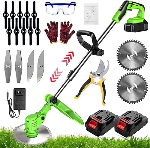 Wacker de malezas, eléctrico malezas, Wacker de malezas alimentado por batería, Wacker inalámbrico con 2 baterías de 24 V 2.0 mAh, ajuste