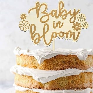 baby in bloom Cake Topperï¼ŒBaby Shower Cake Decoration,Wooden Cake Topperï¼ŒBaby Gift Party, Gender Disclosure Party,Little Daisy Cake topperã€‚