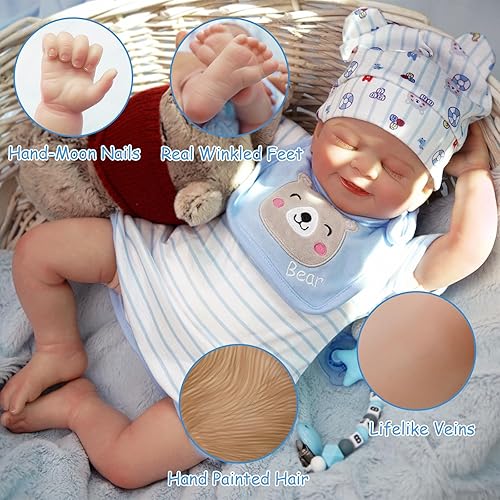 Miniatura 4 de MYREBABY Muñecas de bebé recién nacidas realistas de 20 pulgadas  Sweet Smile Real Life Realistic-Recién Nacido Suave Cuerpo Realista Muñecas Bebé
