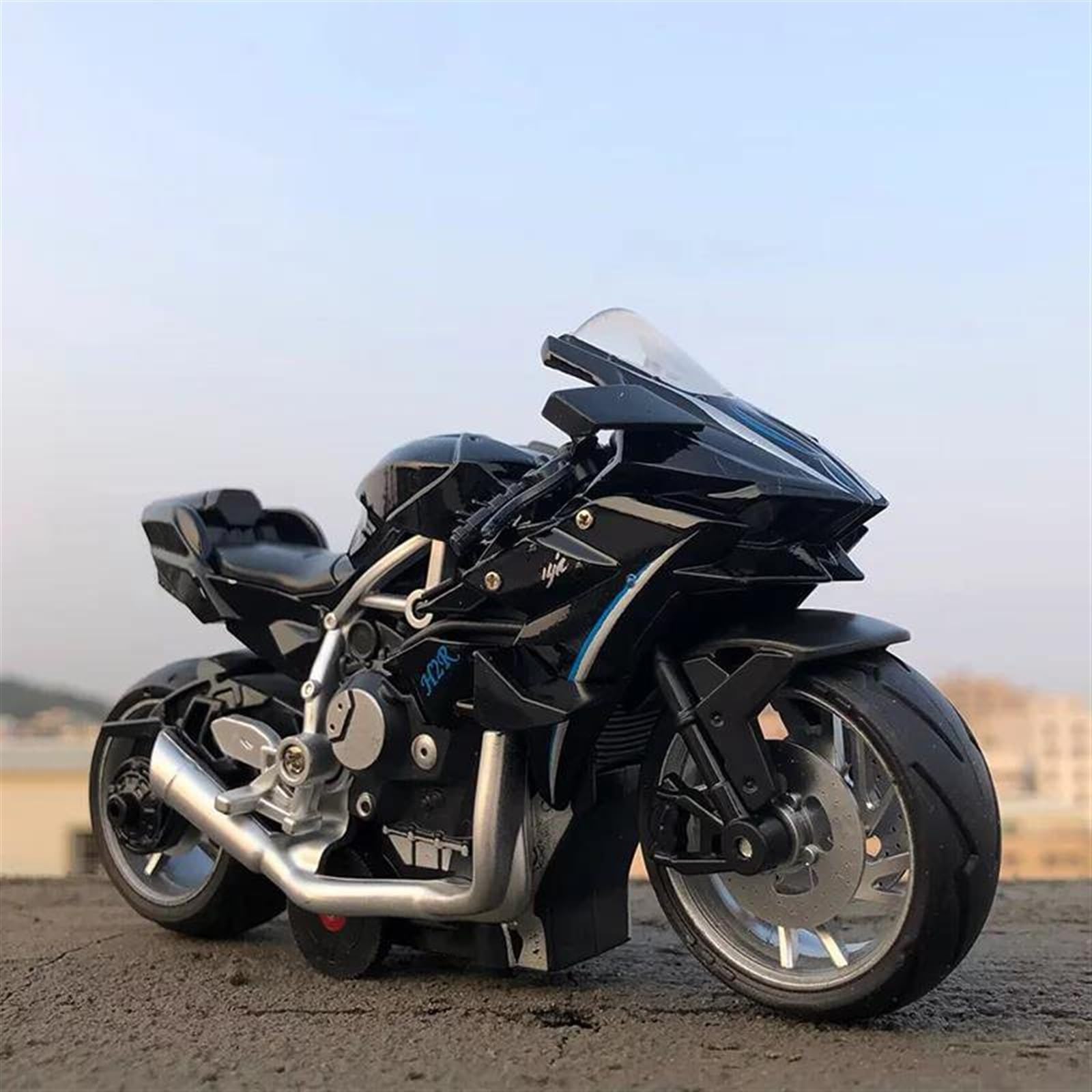 SEYXF Motorbike Toy 1/12 Motorcycle Simulation Diecast Model Collection Birthday Present for Kawasaki Ninja H2R(Black Retail Box)