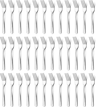 BEWOS 36-Piece Dinner Fork Set, 8.2-Inch Stainless Steel Silverware, Mirror Polished, Dishwasher Safe, For Home, Kitchen or Restaurant