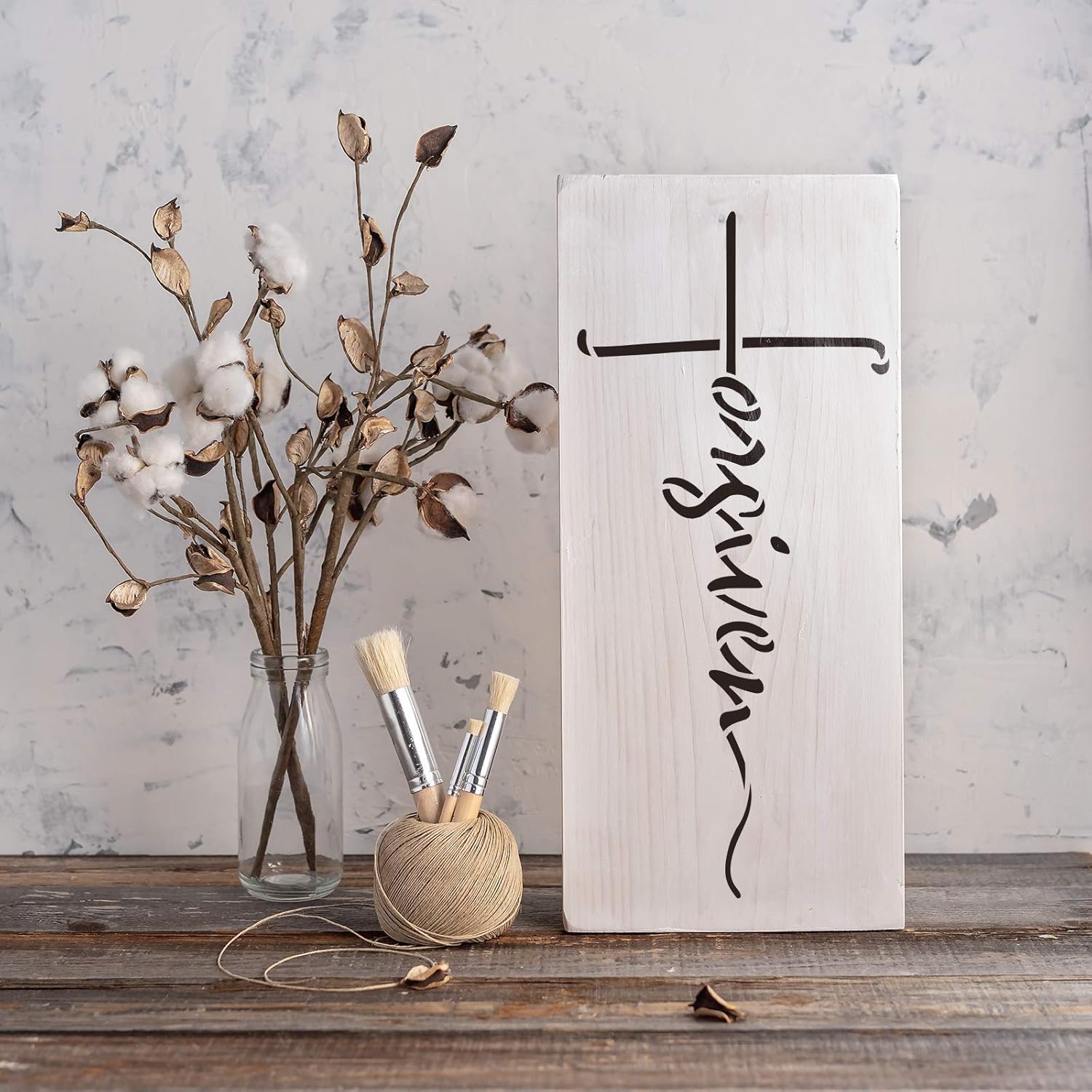 Forgiven Cross Stencil - Words Stencils, DIY Stencil, Faith Stencil, Easy Stencils, Stencil for Painting