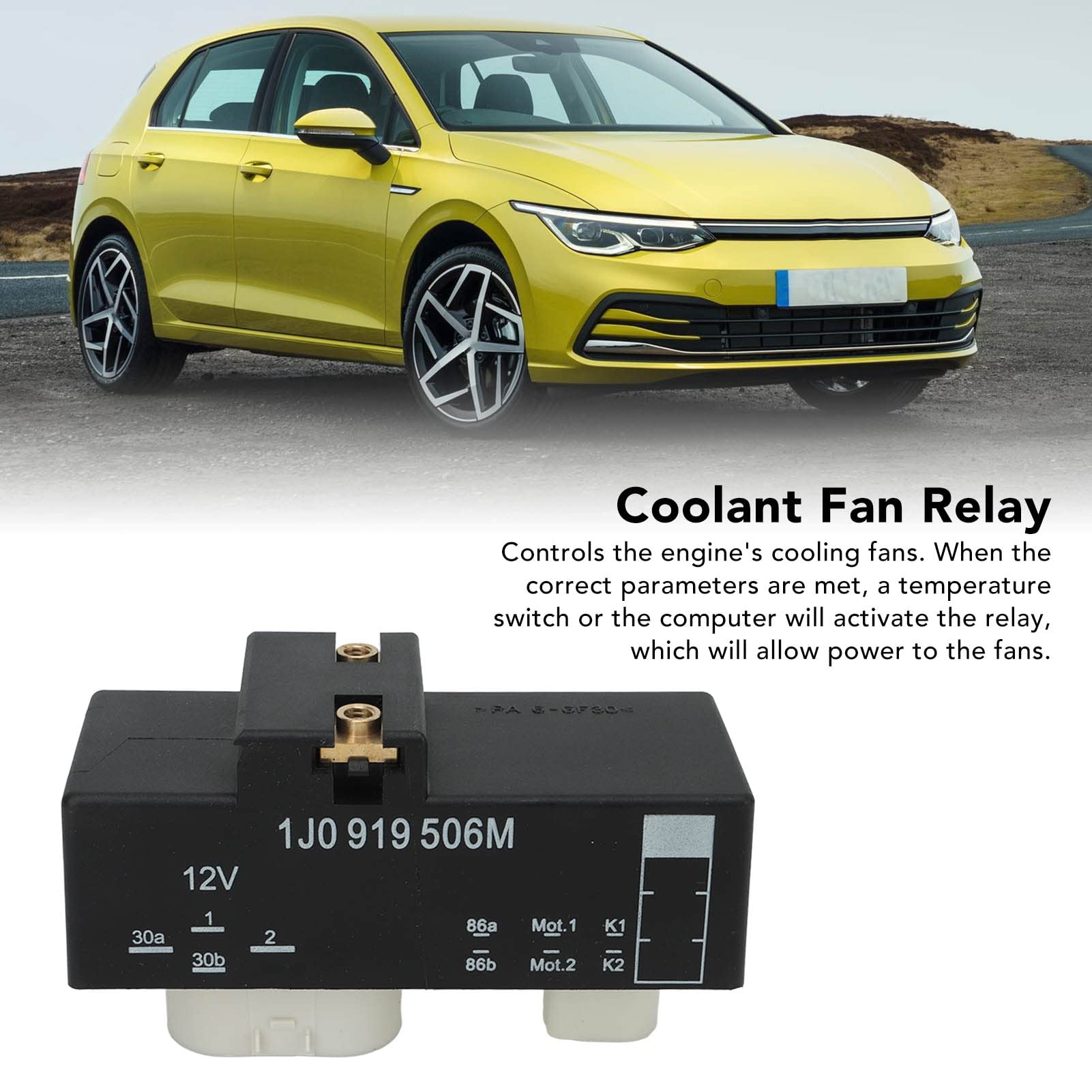Relais de Commande du Ventilateur de Radiateur 1J0919506M, Remplacement avec un Commutateur de Commande de Ventilateur de Liquide de Refroidissement 12V Roucouler pour, Matériau