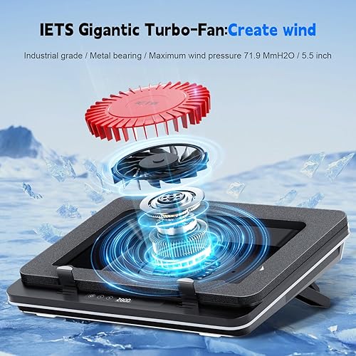 Miniatura 10 de IETS Almohadilla de refrigeración GT600 RGB para laptop equipada con turboventilador gigante (5.5 pulgadas de diámetro), espuma sellada para