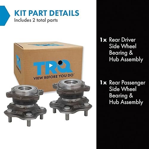 Miniatura 2 de TRQ Juego de rodamientos de rueda preprensados traseros y conjunto de cubo para Nissan 350Z 2003-2009  Infiniti G35 2003-2007