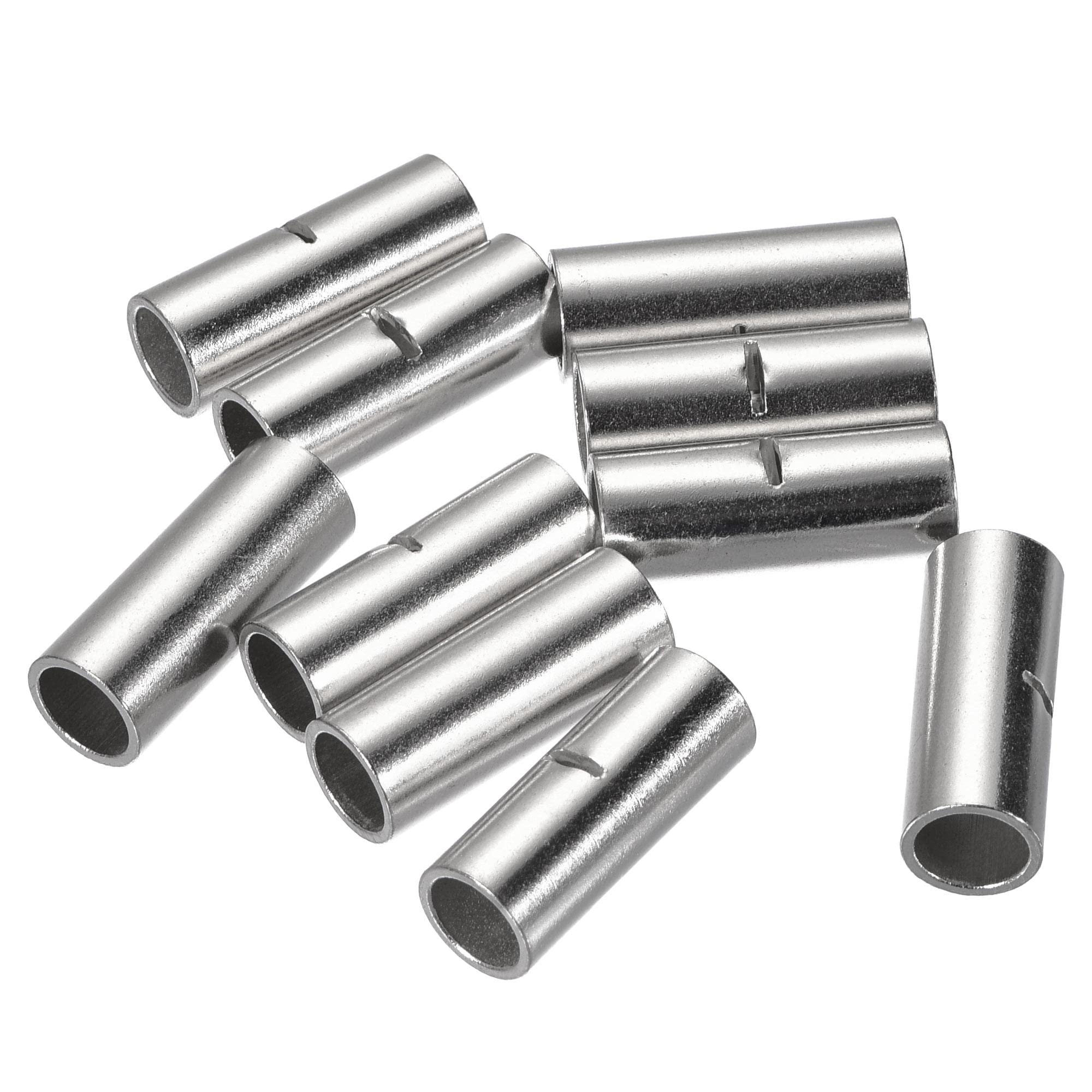 sourcing map Non-Insulated Butt Crimp Terminals 4 AWG for Electrical Wire Splice DIY, Pack of 10