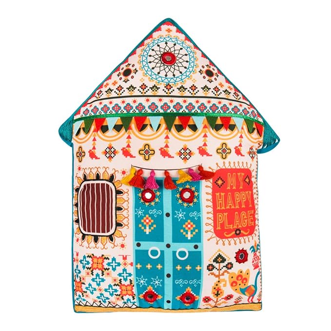 Chumbak Polyester Cushion, Standard, Blue, Set of 1