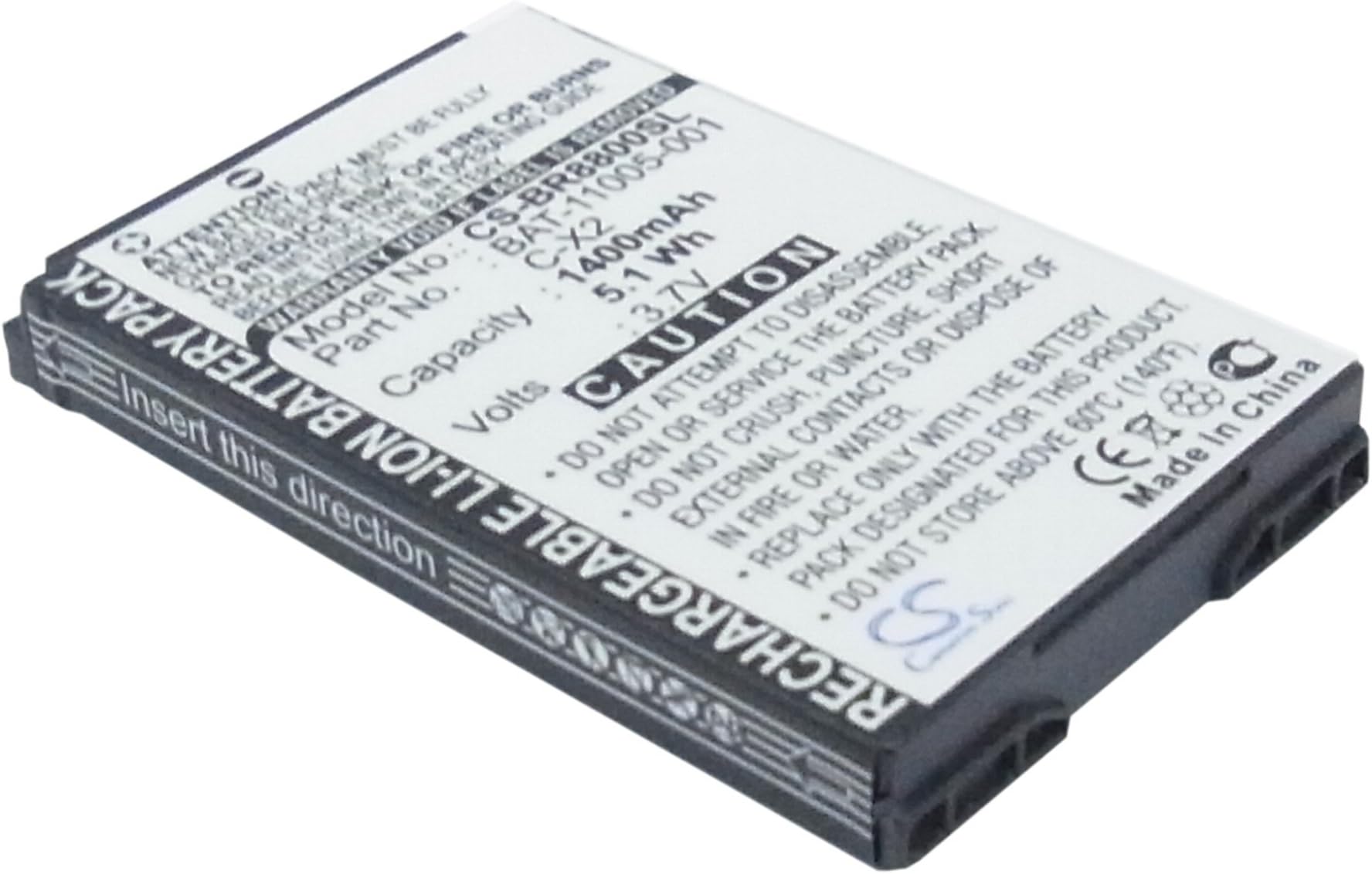 CS-BR8800SL Batteries 1400mAh compatible with [Blackberry] 8800, 8800c, 8800r, 8820, 8830, 8830 World Editio, 8830B replaces ASY-14321-001, for BAT-11005-001, for C-X2
