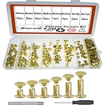 120Sets Chicago Screws Kit,Socell 6 Sizes Chicago Screws for Leather,Binding Screws Leather Rivet kit for Crafts, Clothing, Shoes, Belts, Bags, and Custom-Made ItemsGold, M5*4,5,6,8,10,12