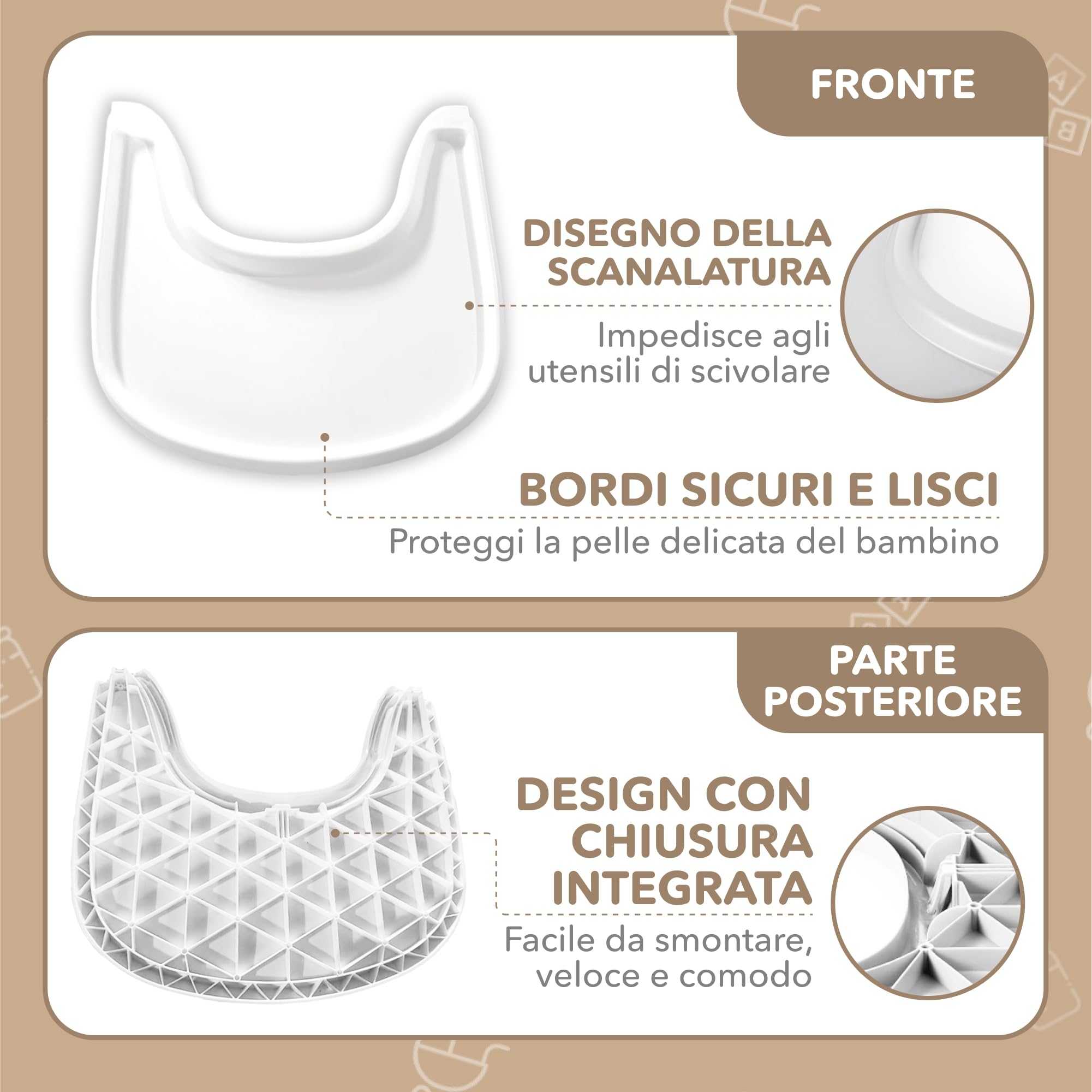 Vassoio per seggiolone compatibile con la sedia Stokke Tripp Trapp – non compatibile con piatti a ventosa – design ergonomico curvo, bianco opaco, senza BPA, facile da montare