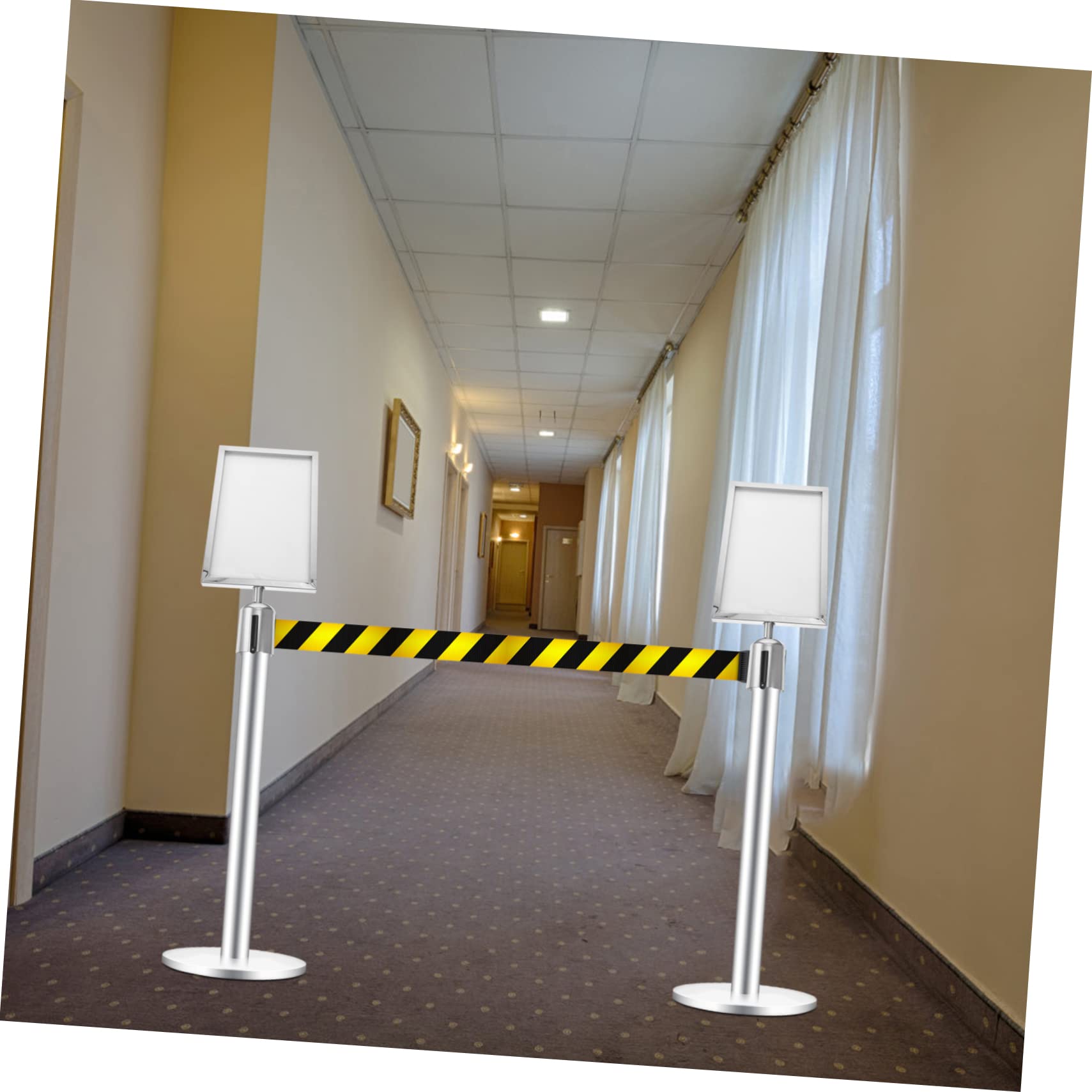 Support De Panneau Vertical En Inox Avec Ceinture Rétractable - Pour Signalisation Aéroport, Bureau, Espace Public