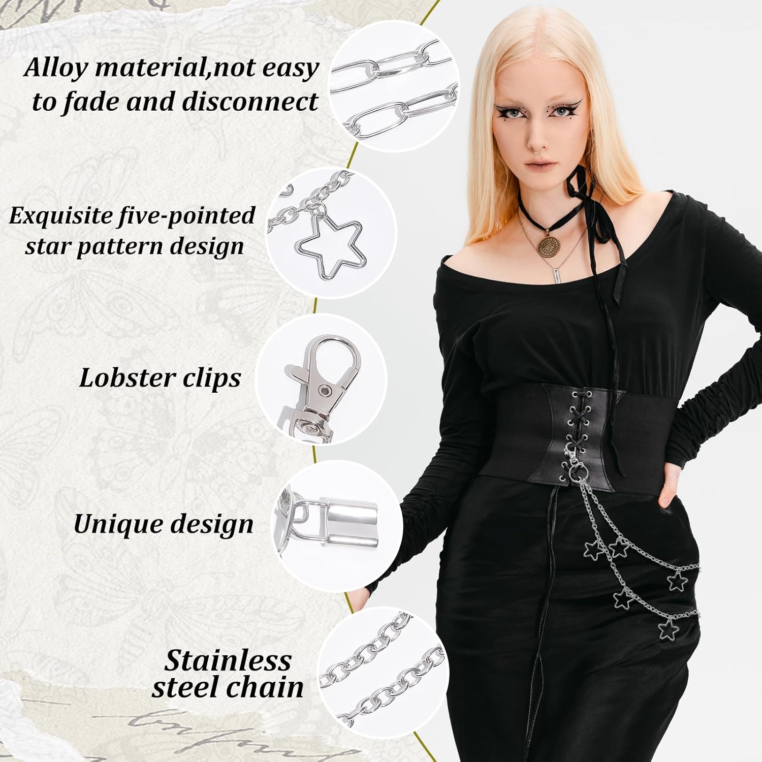 Silver Chain Belt, Jeans Pants Chains Pocket Punk Hip Hop Y2k Belt Goth Accessories Metal Wallet Chain for Men Women - Image 3