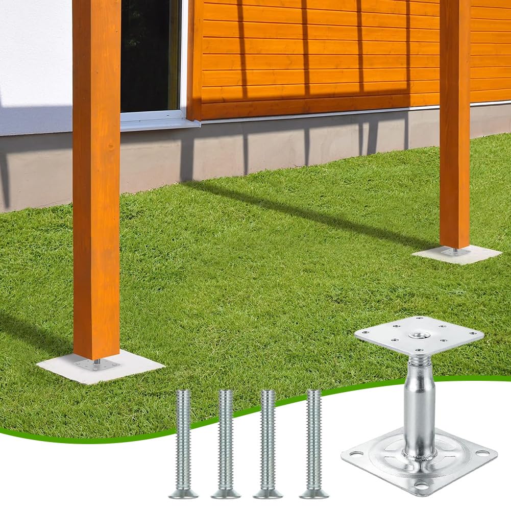 Lot de 4 Supports de Poteau Réglables, Galvanisés, 100-130 mm, pour Support Poteau Bois, Pied de Poteau Réglable, Clôtures, Pergolas, Abris