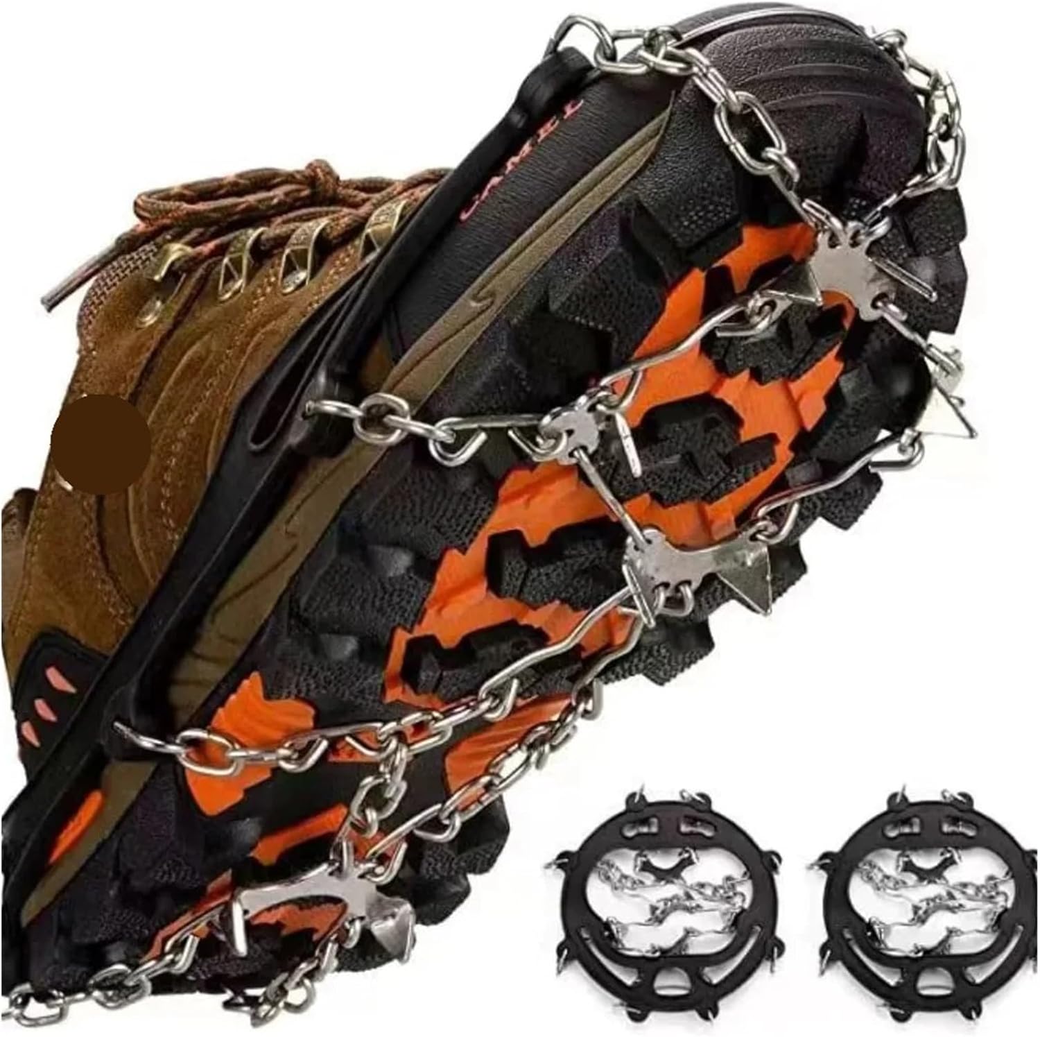 Outdoor Winter Hiking Climbing Snow Spikes Crampons Cleats Chain Claws Grips Boots Cover Ice Gripper Spike for Shoes Anti Slip (8-Tooth)