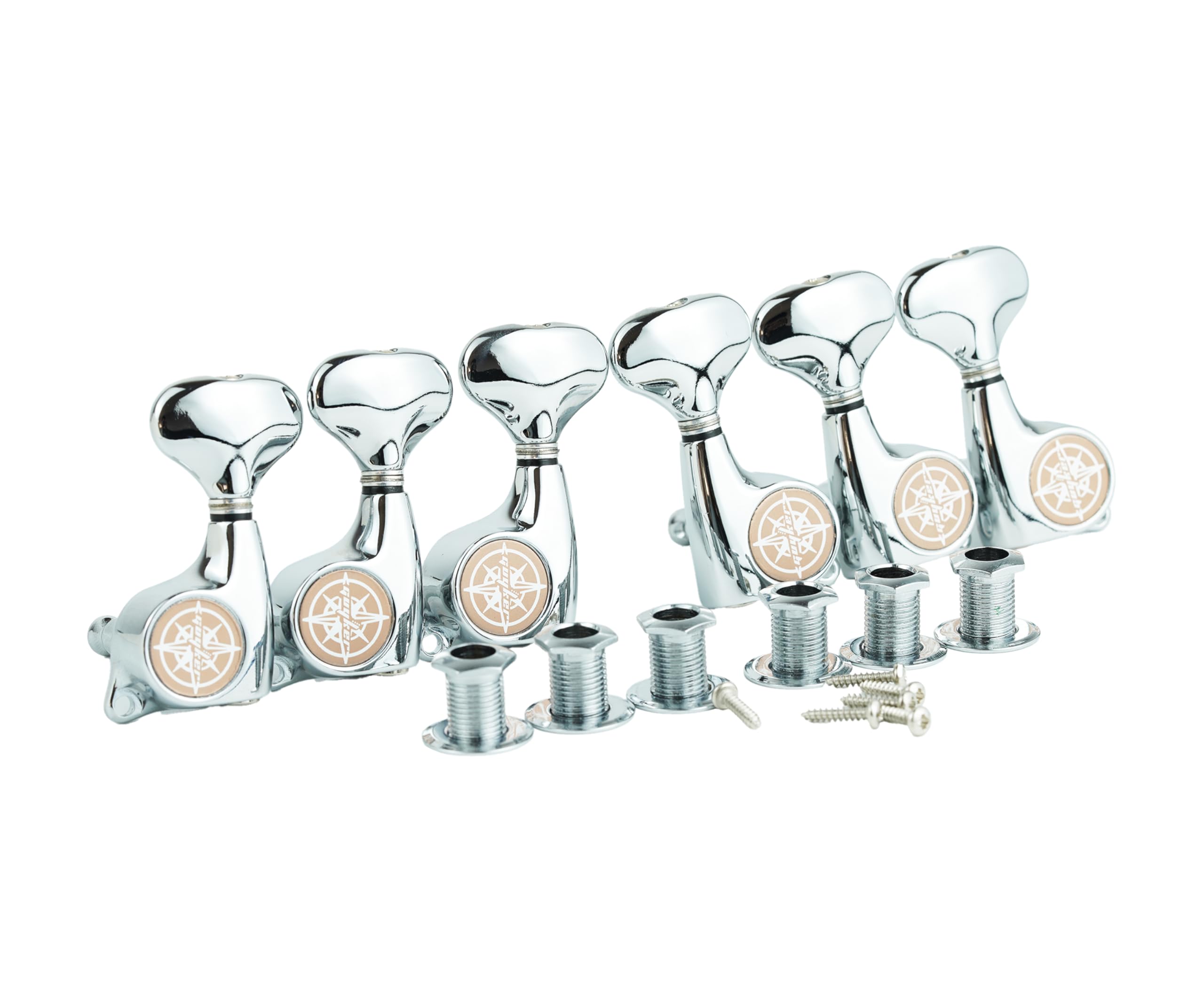 Guyker 6Pcs Guitar Machine Heads (3L + 3R) – 1:21 Sealed Tuning Key Pegs Tuners Set Replacement for ST Tele SG Style Electric or Acoustic Guitars – Chrome