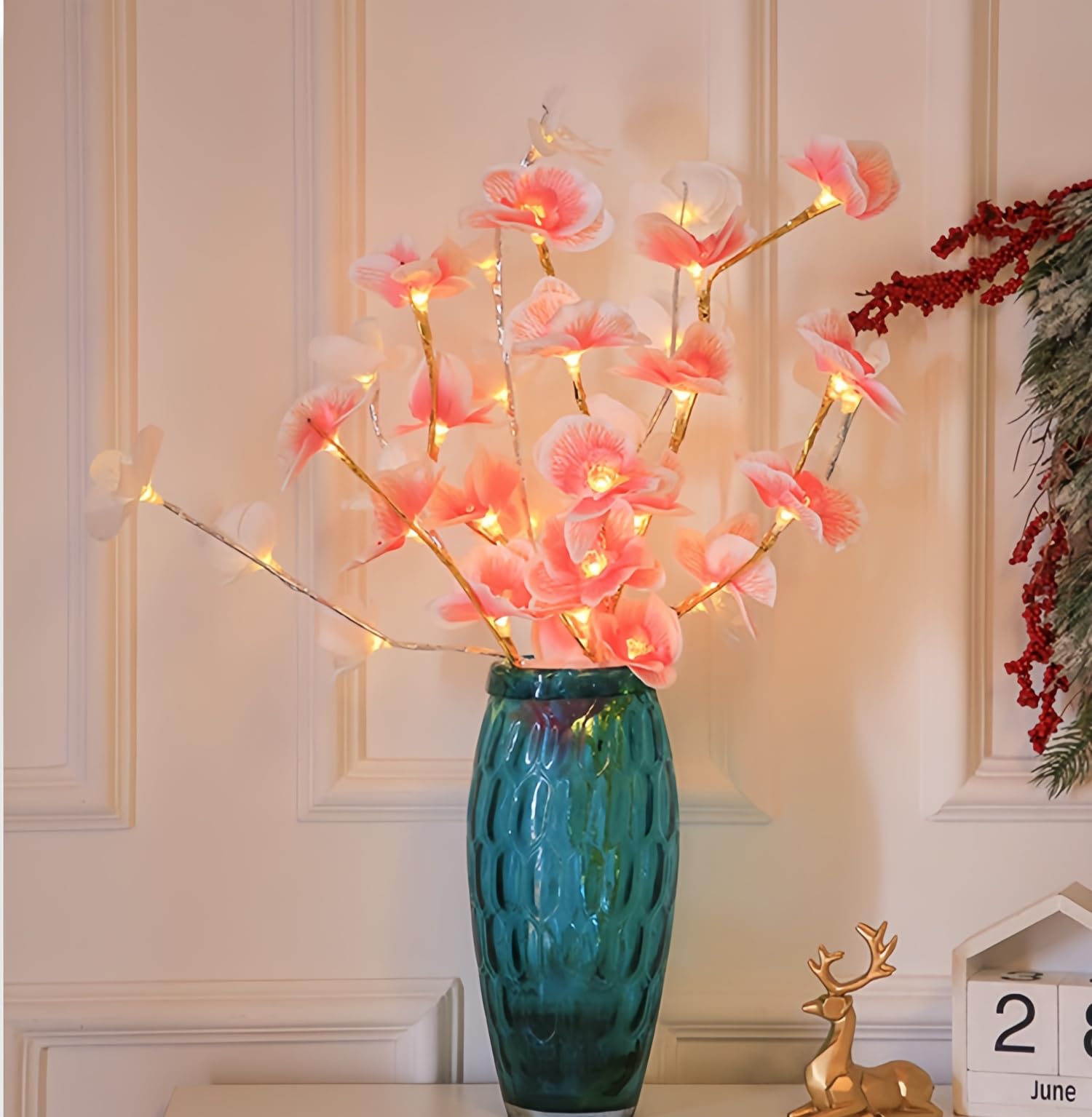 2 PCS LED Lighted Twig Branches 40 LED Beads Warm White Colored Battery Operated Decorative Branch Lights for Vase Bedroom Restaurant Coffee Bar Library Party Photo Background 70CM