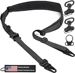 WarBull 2 Point Rifle Sling, QD Swivel Quick Adjust Gun Sling with HK Hook, Soft Shoulder Pad Traditional Sling for Rifle ...