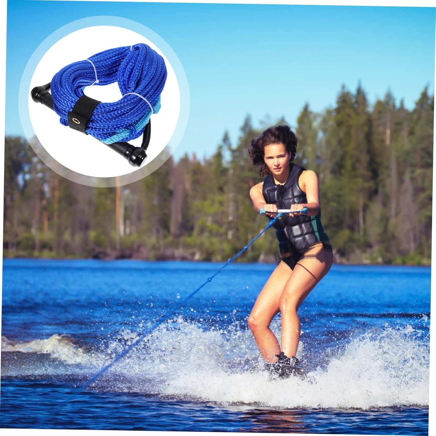 Black Handle Water Ski Rope for Boating Section Kneeboard Wakeboard Tow Rope with Nylon Moisture Resistant Easy Grip for Skiing and Tubing Activities Random Color