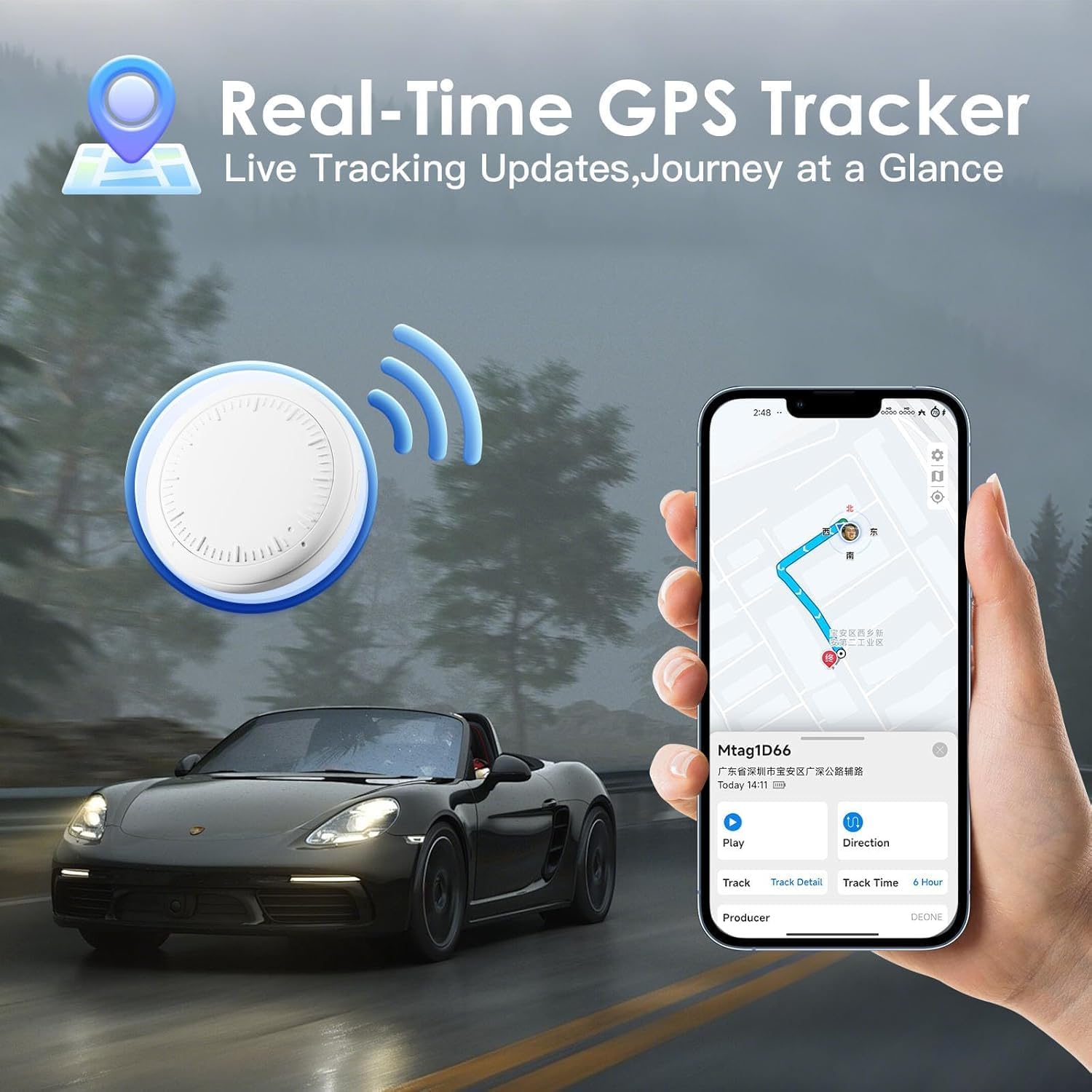 Mini GPS Tracker for Vehicles,Tracker Device for Vehicles No Subscription No Monthly Fee No SIM,Hidden Tracking Devices for Cars with Magnetic Case(Available for Android and iOS)